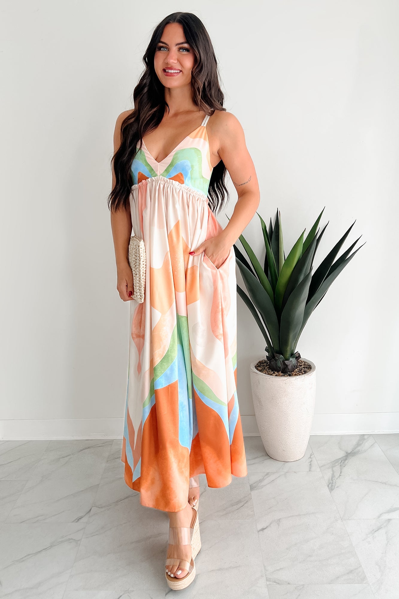 Tastefully Bold Printed Maxi Dress (Orange Combo)