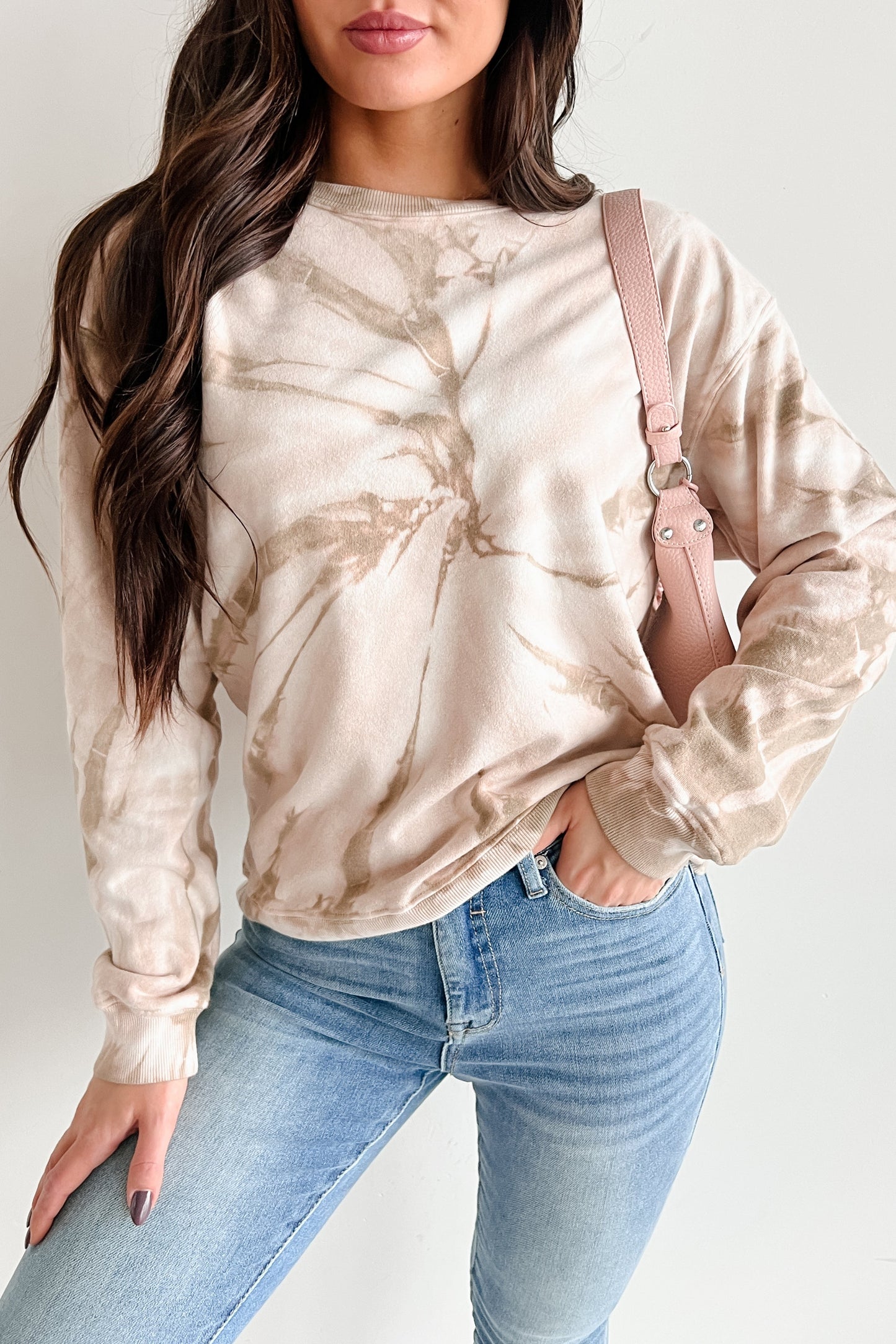 Simply Chillin' Tie Dye Sweatshirt (Taupe)