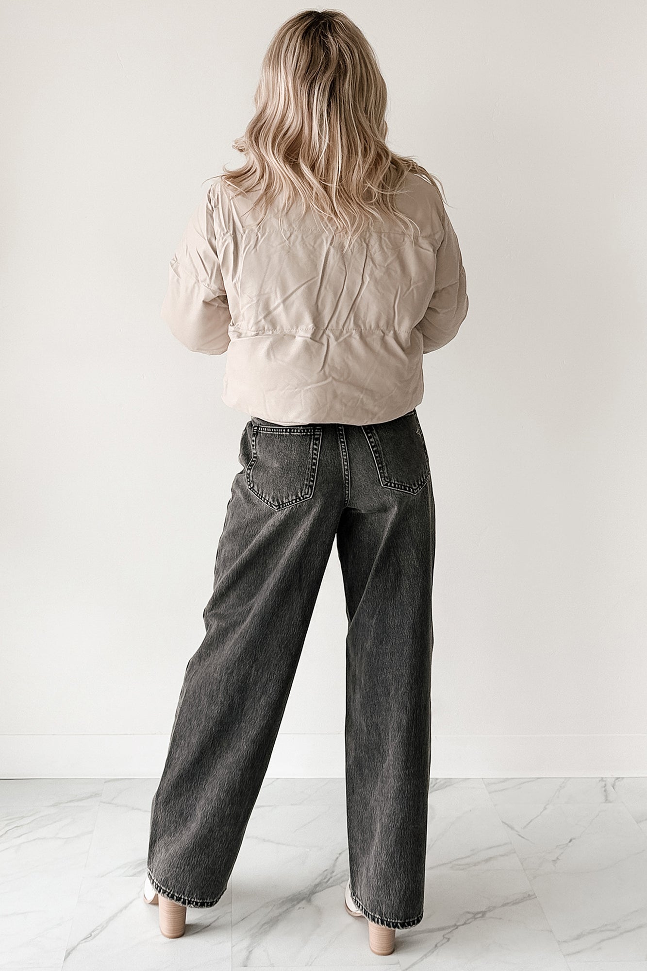 Shine Your Way Faux Leather Puffer Jacket (Taupe)