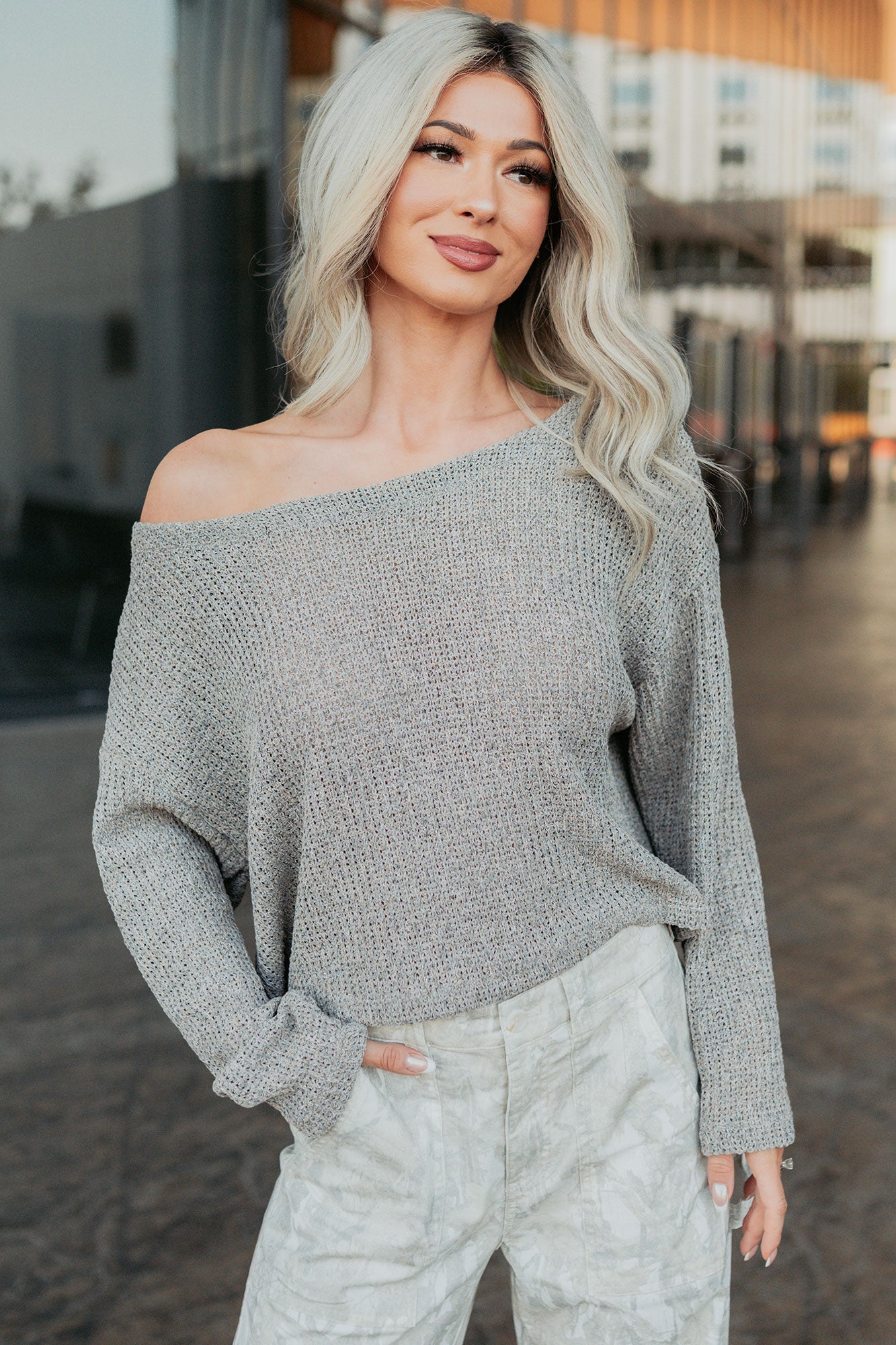 Quiet & Close Wide Neck Sweater (Taupe)